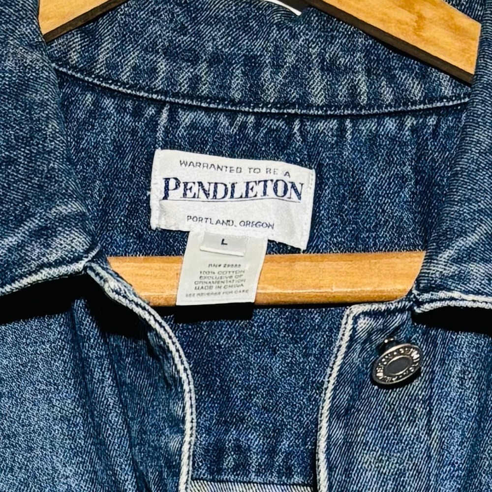 Pendleton Womens Beaded Western Long Sleeve Casual Denim Jacket Size Large - Picture 2 of 7
